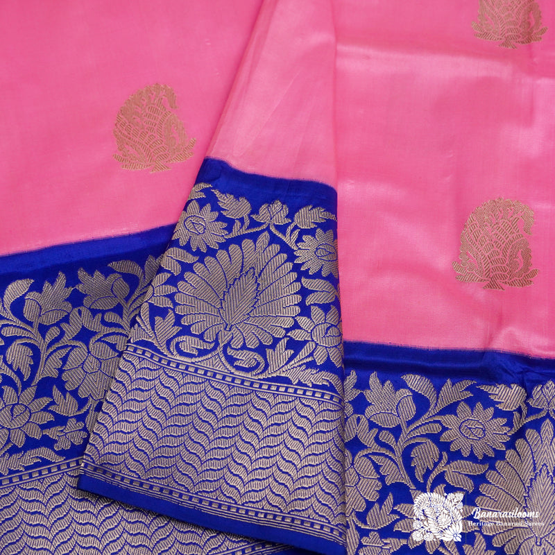 Pink Pure Katan Silk Kadhiyal Handloom Saree