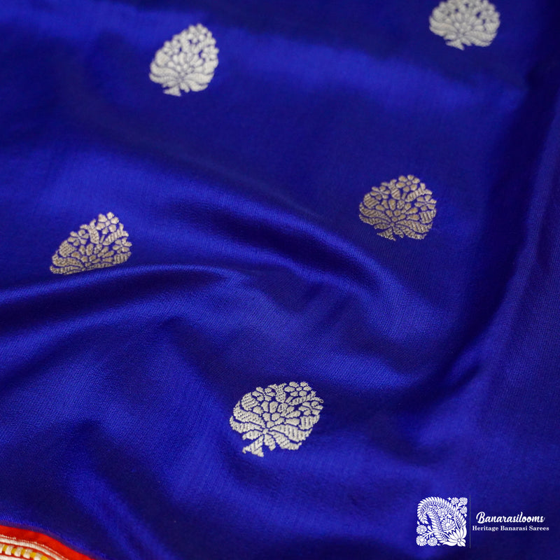 Blue Pure Katan Silk Kadhuan Handloom Saree