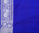 Royal Blue Pure Katan Silk Kadhwa Jangla Handloom Saree