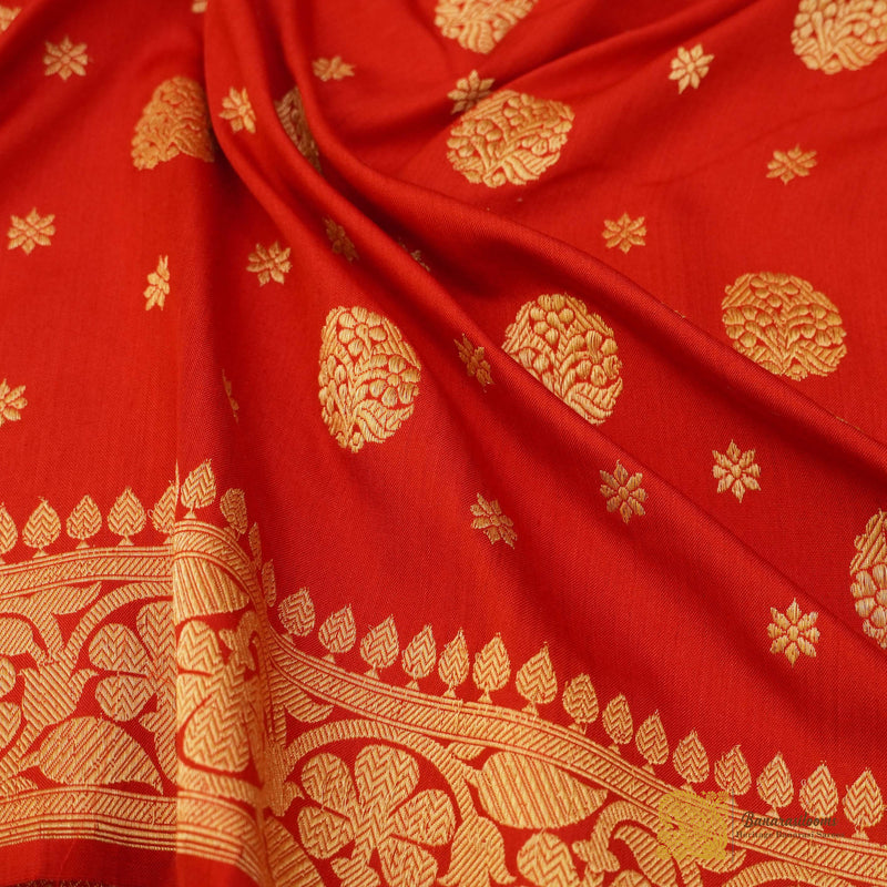 Red Pure Katan Silk Handloom Kadhua Booti Saree
