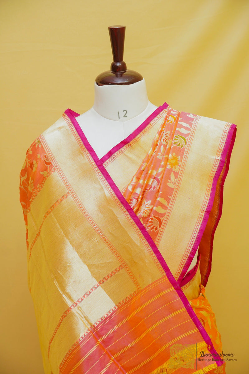 Gazri Pink Pure Katan Silk Handloom Saree