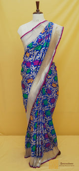 Blue Pure Katan Silk Handloom Saree