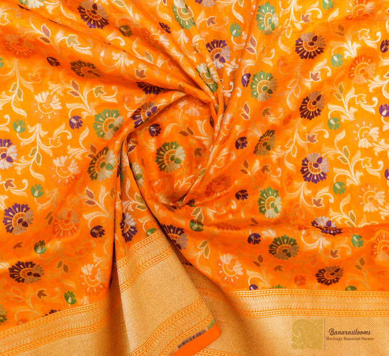 Orange Pure Katan Silk Saree