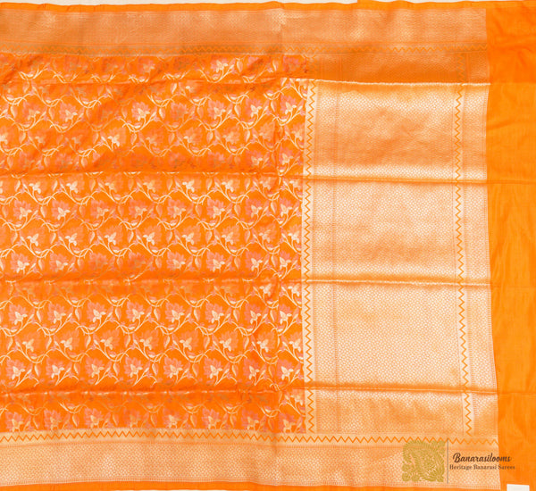 Orange Pure Katan Silk Saree Handloom