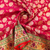 Rani Pink Pure Katan Silk Paithani Saree Handloom