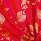 Rani Pink Pure Katan Silk Handloom Saree Kadhua Jangla