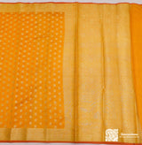 Musturd Yellow Banarasi Cutwork Booti Brocade Cotton Saree