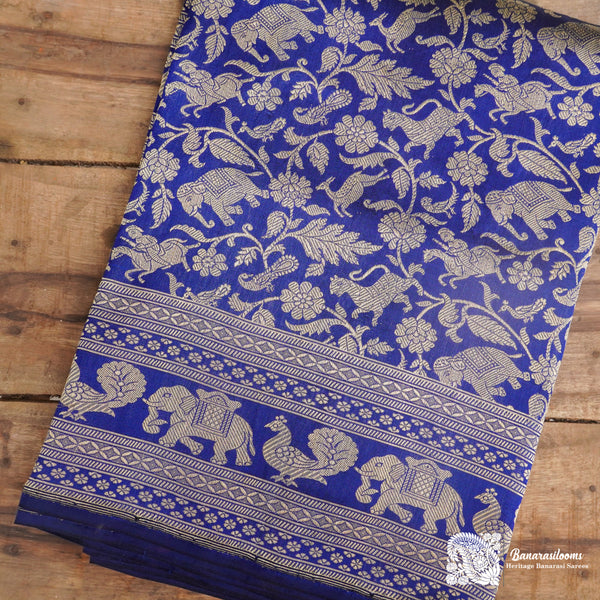 Blue Pure Katan Silk Shikargah Handloom Saree