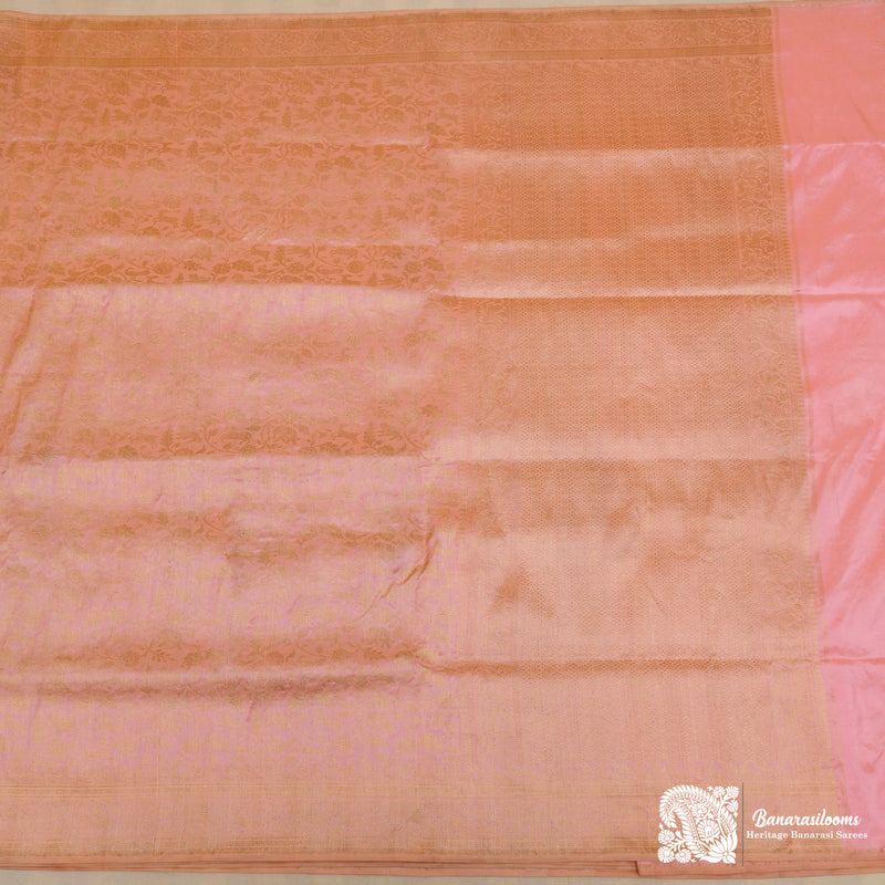Baby Pink  Pure Katan Silk Shikargah Handloom Saree