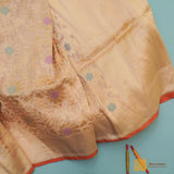Cream Meenedar Pure Katan Silk Handloom Saree