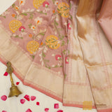 Cream Meenedar Pure Katan Silk Saree Cutwork Handloom