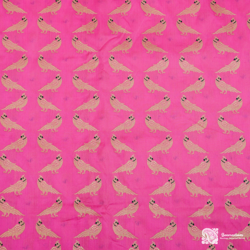 Pink Pure Katan Silk Kadhuan Jangla Handloom Saree(Pre order Time : 6-8 weeks)