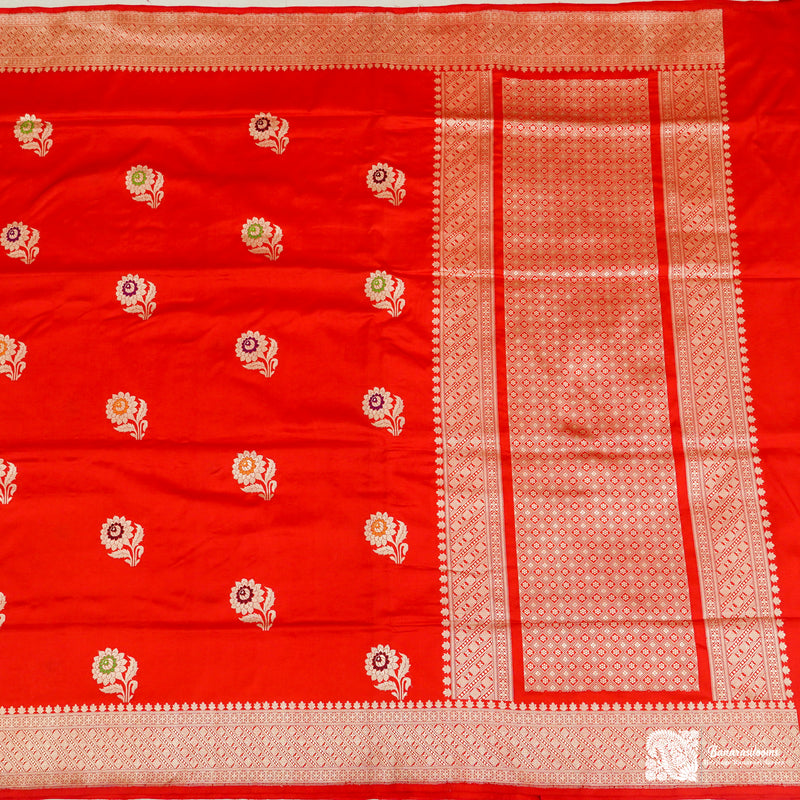 Red Kadhuan Pure Katan Silk Handloom Saree