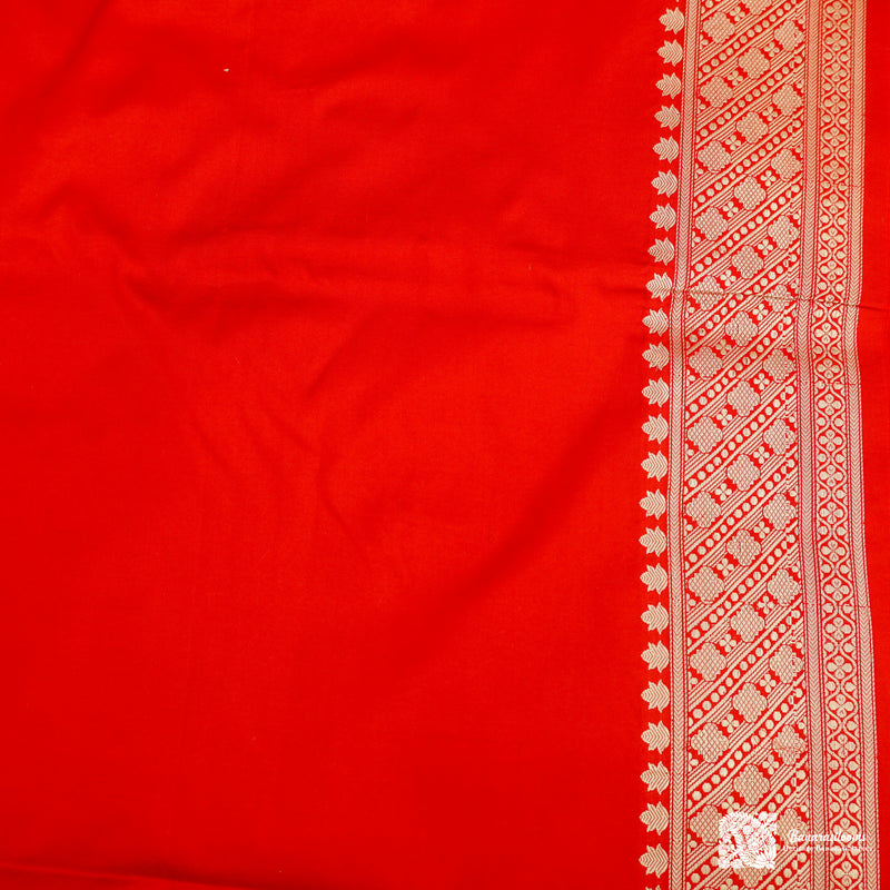 Red Kadhuan Pure Katan Silk Handloom Saree