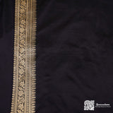 Black Pure Katan Silk Meenedar Cutwork Saree